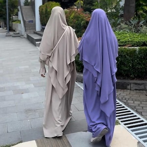 Restocked! 3pc Abaya Two Layer French Khimar Niqab Ladies Modest Clothes Batwing Sleeve Nursing Friendly Size M,L,XL 8 COLOURS Jannah Set