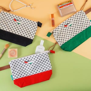 Keffiyeh Kufiyah Palestine Map Multi Purpose Canvas Pouch/Stationary/Vanity Case/Toiletry Bag/Accessory Purse 50% Profit Goes To Palestine