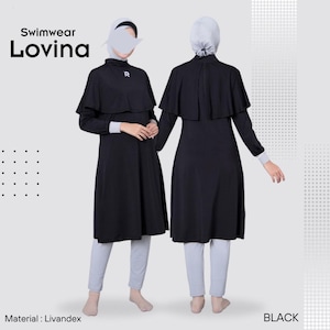 Burkini Set (Top + Swim Pants + Hijab) Muslim Ladies Modest Swimwear Swimmers Swimsuit Teen-Adult Size S,M,L,XL,2XL,3XL,4XL,5XL - Lovina Set