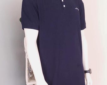 100% Cotton Mens Polo Shirt Oversized/Long Line Breathable Top Suitable For Prayer Adult & Youth Size S, M, L, XL, 2XL Navy Blue - Bilaal