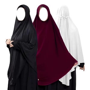 Comfortable Jersey Slip On Long Hijab 2 Styles (Ties Inside/Outside) Full Coverage Jilbab Headscarf Great For Umrah Many Colours ~ Maryam