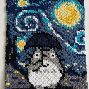 Pattern Totoro Starry night baby blanket Crochet C2C pattern only!