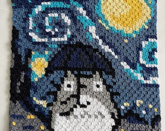 Patron Totoro Couverture pour bébé Nuit étoilée Patron Crochet C2C uniquement !