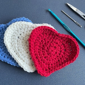 Crochet Heart Coaster Pattern - Instant Download - video tutorial available