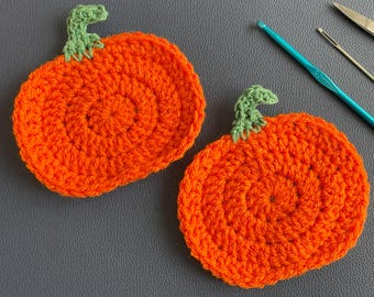 Crochet pumpkin coaster pattern - Instant Download - video tutorial available