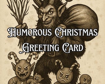 Season's Beatings Krampus Christmas Card – Funny Gothic Holiday Greeting, Dark Yuletide Card, Alternative Xmas Stationery