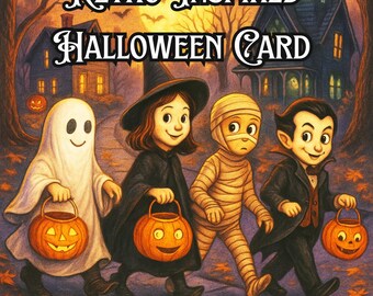 Most Wonderful Time of the Year Halloween Card – Vintage Trick-or-Treating, Nostalgic Autumn Greeting Card, Spooky Season Stationery