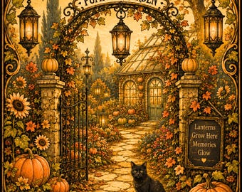 Pumpkin Garden Greeting Card | Autumn Harvest | Cottagecore Gothic