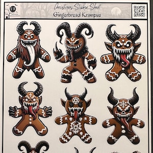 Gingerbread Krampus Holiday Sticker Sheet