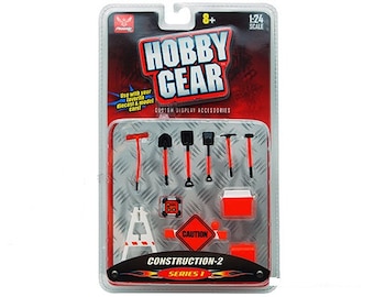 Phoenix Hobby Gear accesories set - Construction set #2;   1:24 scale;  shovels, signs, cooler, roadblock