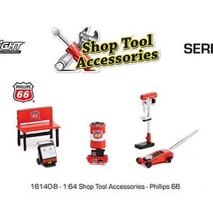 Miniature Greenlight Shop tools accessories Series 5 Phillips 66 6 pieces 1:64 scale image 3