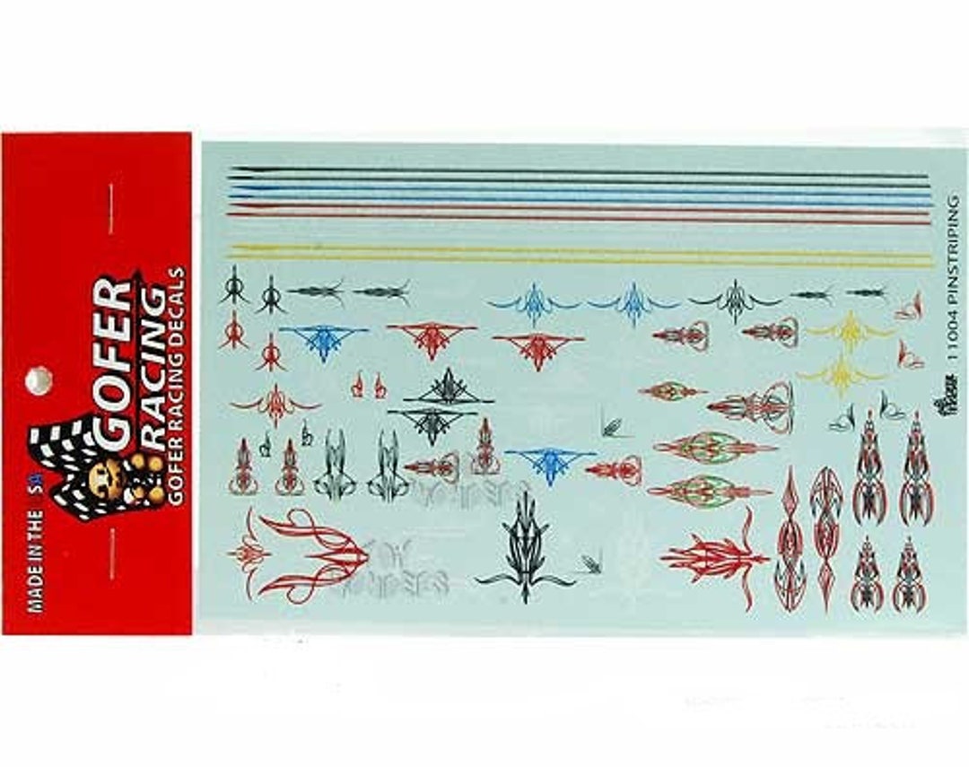 Pinstriping Decals for Model Cars Scale 1/24 Sheet of Pinstripe Decals