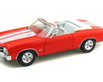 Retro Orange 1971 Chevrolet Chevelle SS454 Convertible. 1:24 scale diecast collectible model car