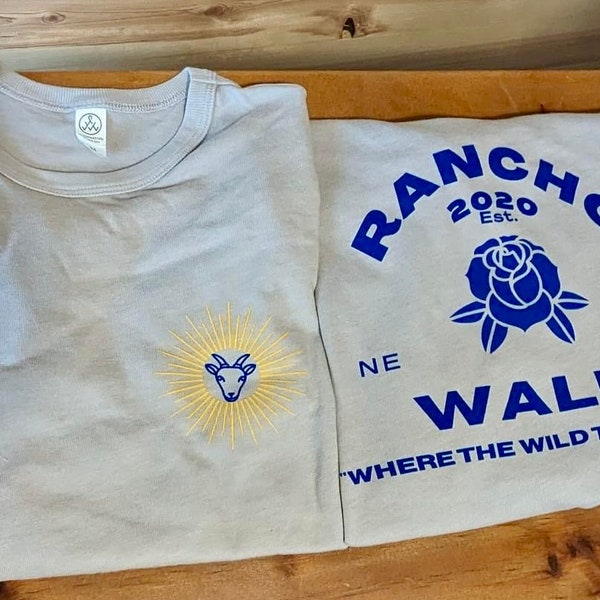 Rancho WallE T-shirts. Alternative Apparel branded. Soft Shirt. Relaxed fit. Farm Shirt. Gender Neutral shirts. Goats and Cows :)