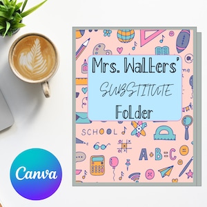 Teacher Substitute Binder, While you were out, sub plans, digital, editable, printable, canva template, fully editable