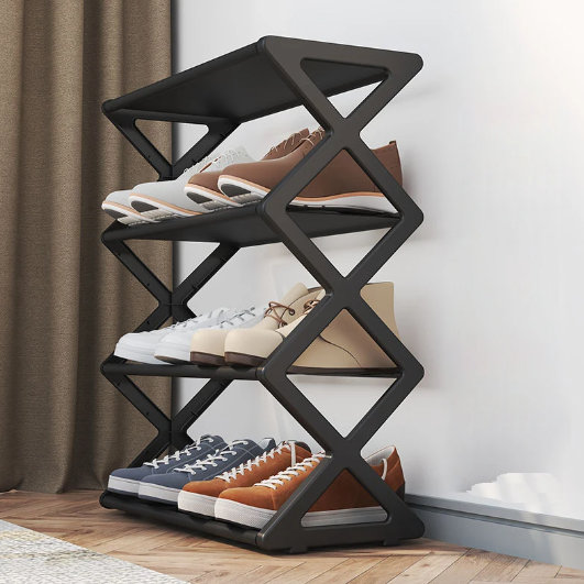 Wood Shoe Rack Reclining 6 Pairs in Sonoma Color 60x30x42cm 