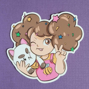 Dessin de fan de dessin animé abeille et chiot Sticker