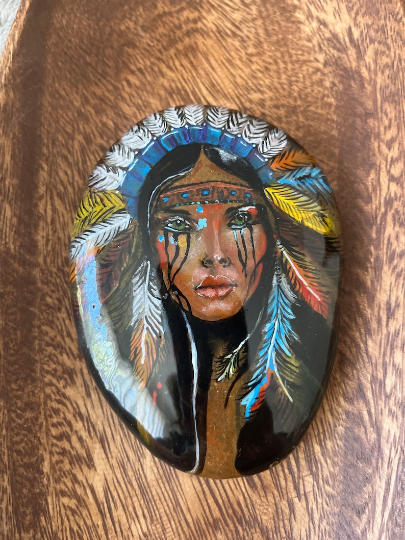 Native American Handcrafted Painted Rock Painting - Etsy