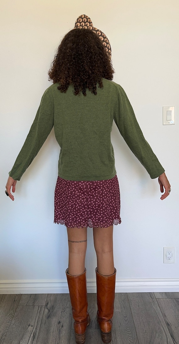 Vintage J Crew Olive Green v-neck sweater, women'… - image 2