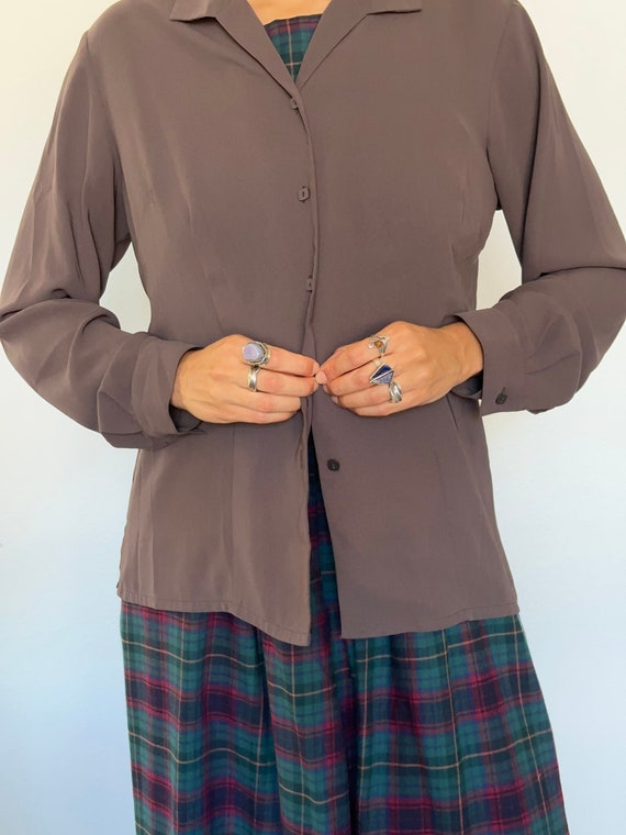 Vintage Laura Scott button up long sleeve, Dark B… - image 1