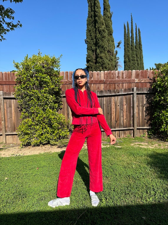 Red Velour Tracksuit, Self Esteem, women's small/m