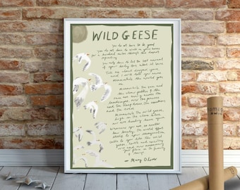 Mary Oliver Wild Geese Poem Print: Vintage Poetry Wall Art