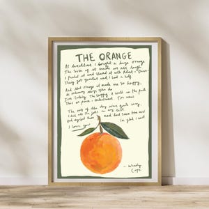 The Orange Poem (DIGITAL) Print Wendy Cope | Vintage Art Poetry | Wild Geese Print | Motivation Wall Decor | Inspirational Sign | quote