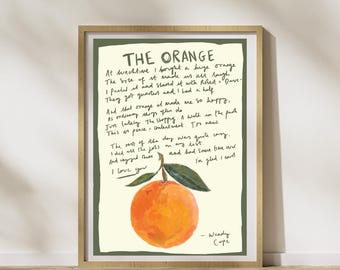 The Orange Poem (DIGITAL) Print Wendy Cope | Vintage Art Poetry | Wild Geese Print | Motivation Wall Decor | Inspirational Sign | quote