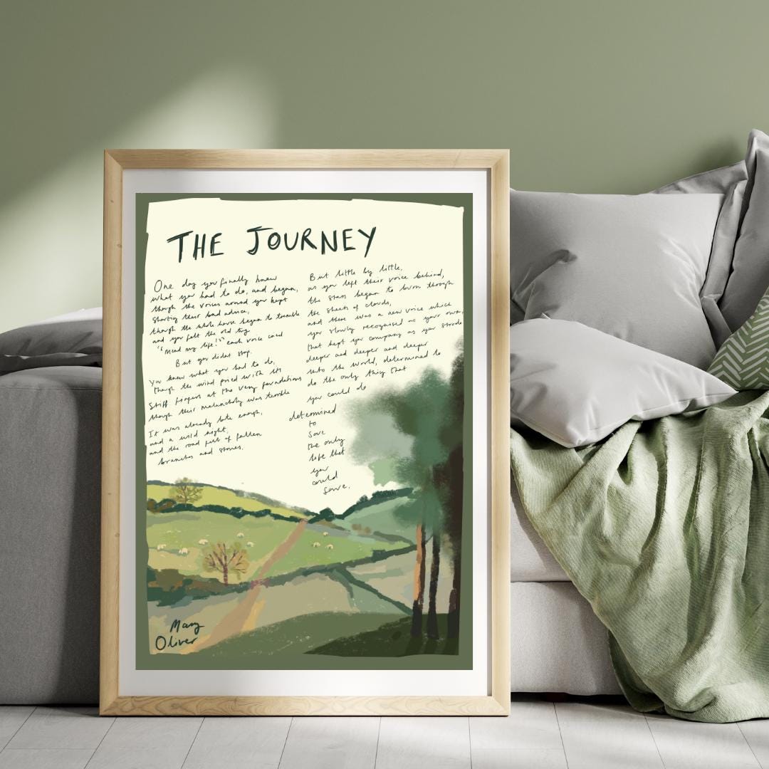 The Journey Poem Print Mary Oliver Vintage Art Poetry Print the Journey