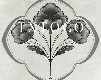 Hermoso arte ornamental creativo floral negro y gris arte digital imprimible