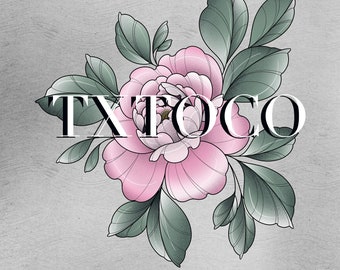 Bonito estampado de flores de peonía rosa, colgante de pared, arte imprimible digital, floral