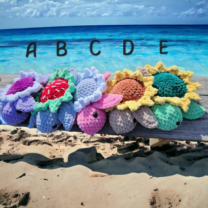 Crochet Sunflower Turtle Plushie Stuffed Animal Flower Amigurumi Etsy
