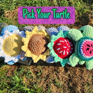 Large Crochet Turtle Plushy Flower and Fruit Sea Turtle Amigurumi