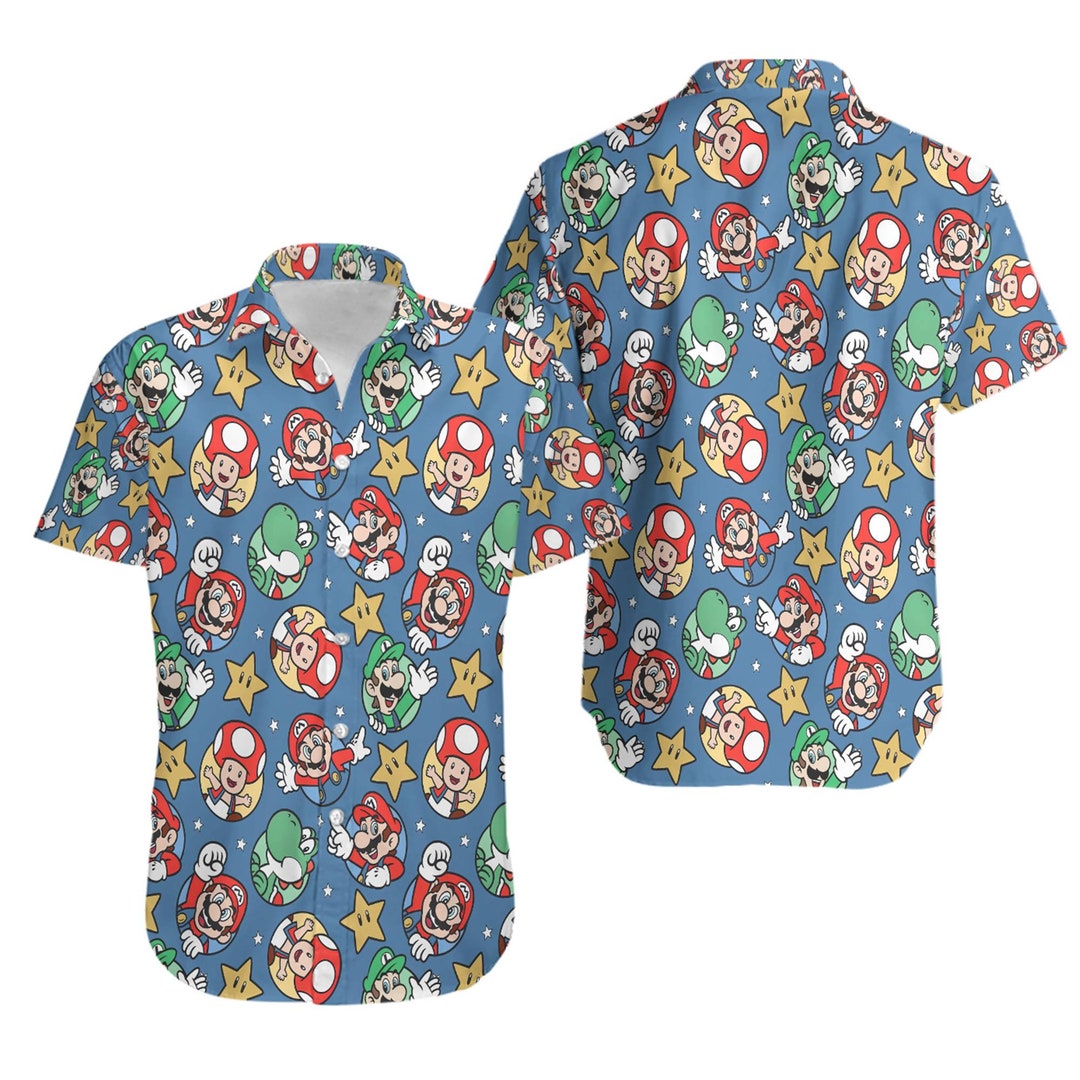 Super Mario Hawaiian Shirt Mario and Luigi Beach Hawaiian Shirt Mario