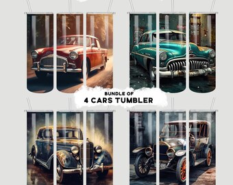Wrap beker vintage auto – 20 oz mager, png-bestand, set van 4 (digitale download)