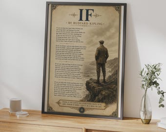 Print van het gedicht "If" van Rudyard Kipling, inspirerende poëzie muurdecoratie, cadeau voor zoon