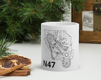 Mug à café ou à thé N47 blanc brillant
