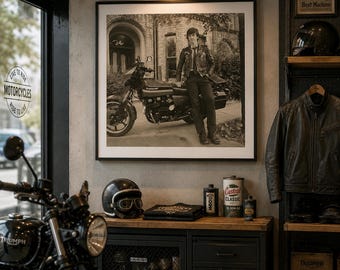 Début des années 80, affiche de moto de Belfast, motard Kawasaki GPZ550