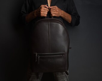 Leather Backpack, Large Capacity Bag, Travel Rucksack, Vintage Style, Laptop Backpack