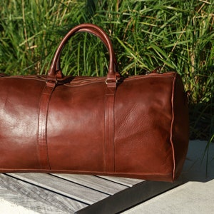 Bolsa de couro vintage de grãos completos, bolsa de couro para bagagem de viagem durante a noite,