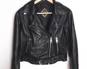 Ladies Lambskin Leather Biker Jacket, Vintage Motorcycle Style