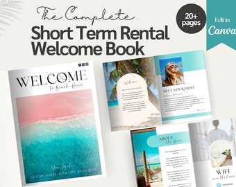 Beach House Rental Welcome Book Template, Vacation Rental Welcome Guide, Short Term Rental Guidebook for Airbnb Vrbo Host, Guest Book