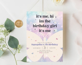 Birthday Party Taylor Invitation, Eras Editable Invite Card, Canva Template Digital Download, It's Me Hi, Swiftie