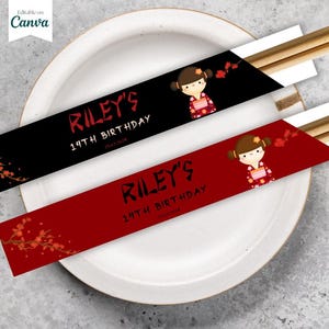 Chopstick Sleeves, Birthday Party Decor, Purple Black Chopstick Sleeves, Personalized Chopsticks, Party, Japanese Chopstick Japan Restaurant