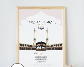 Editable Umrah Mubarak Print, Umrah Gift, Digital Print, Islamic Poster, Eid Decoration, Canva Template, Digital Download