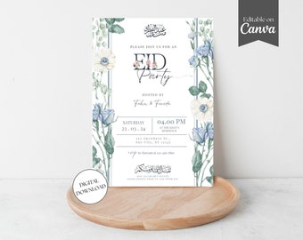 Eid Party Invitation, Ramadan Mubarak Dinner Party, Eid Al Fitr Muslim Invite Card, Iftar Invitation, Canva Template Digital Download