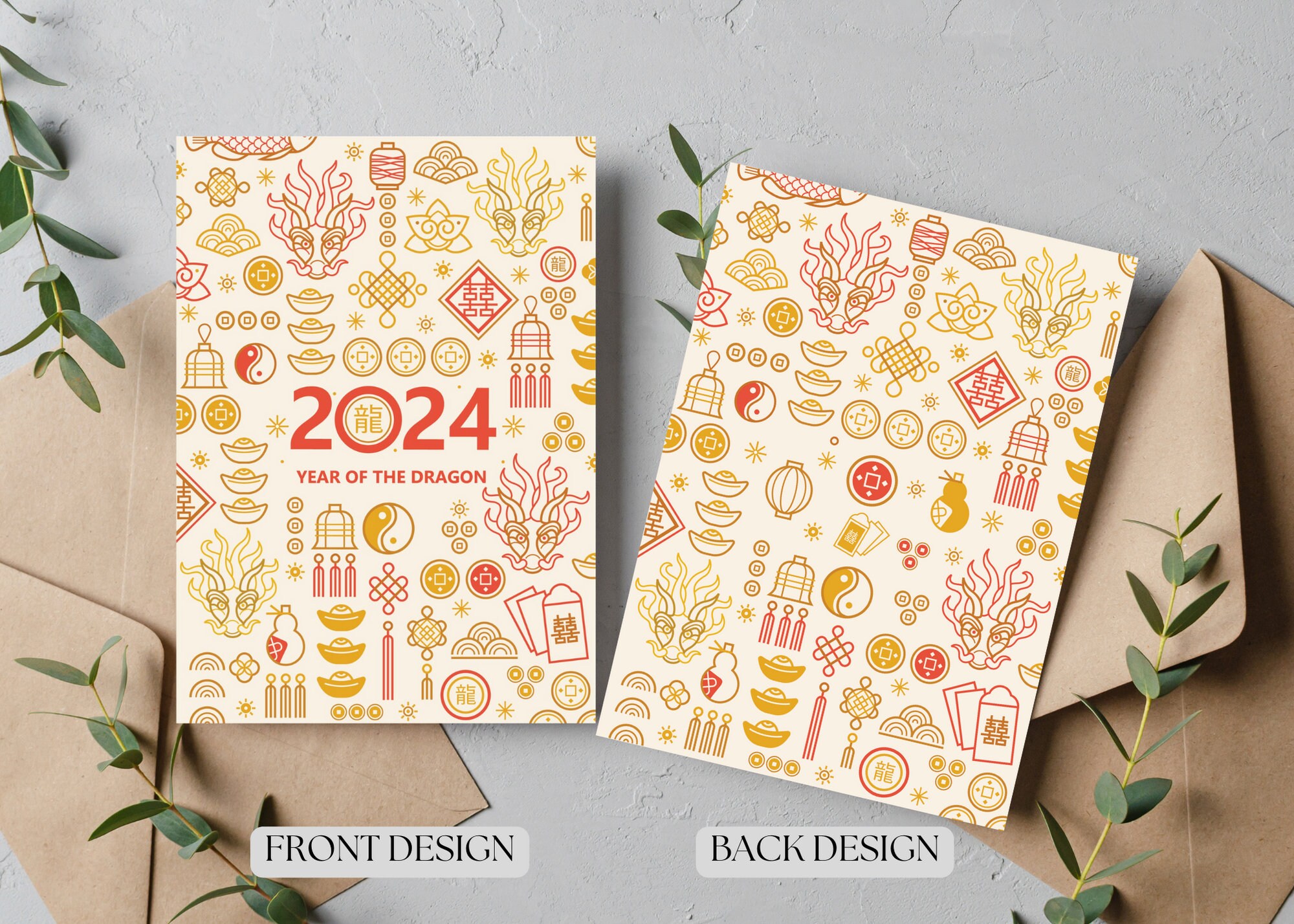 Chinese Lunar New Year, Year of the Dragon 2024 Download Printable Card ...