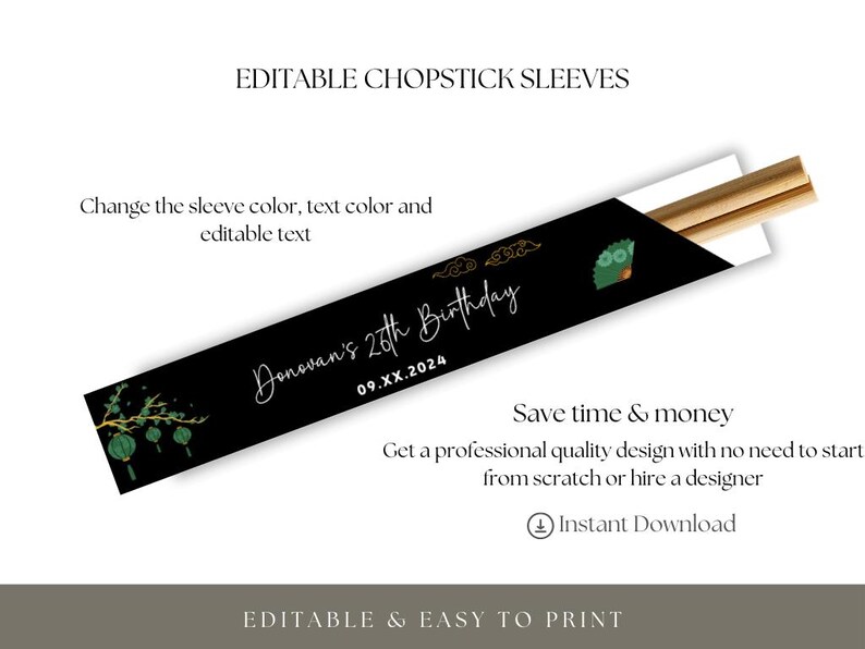 Hibachi Party Decor, Hibachi Chopstick Sleeves, Hibachi Decor