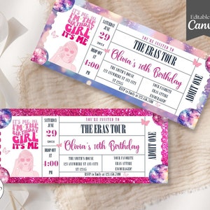Surprise Music Ticket Stub, Geburtstagseinladung, Eras Konzertandenken Erinnerungsstücke & Geburtstagsgeschenk, In meinem Geburtstag Era, Eras Tour Party, Canva