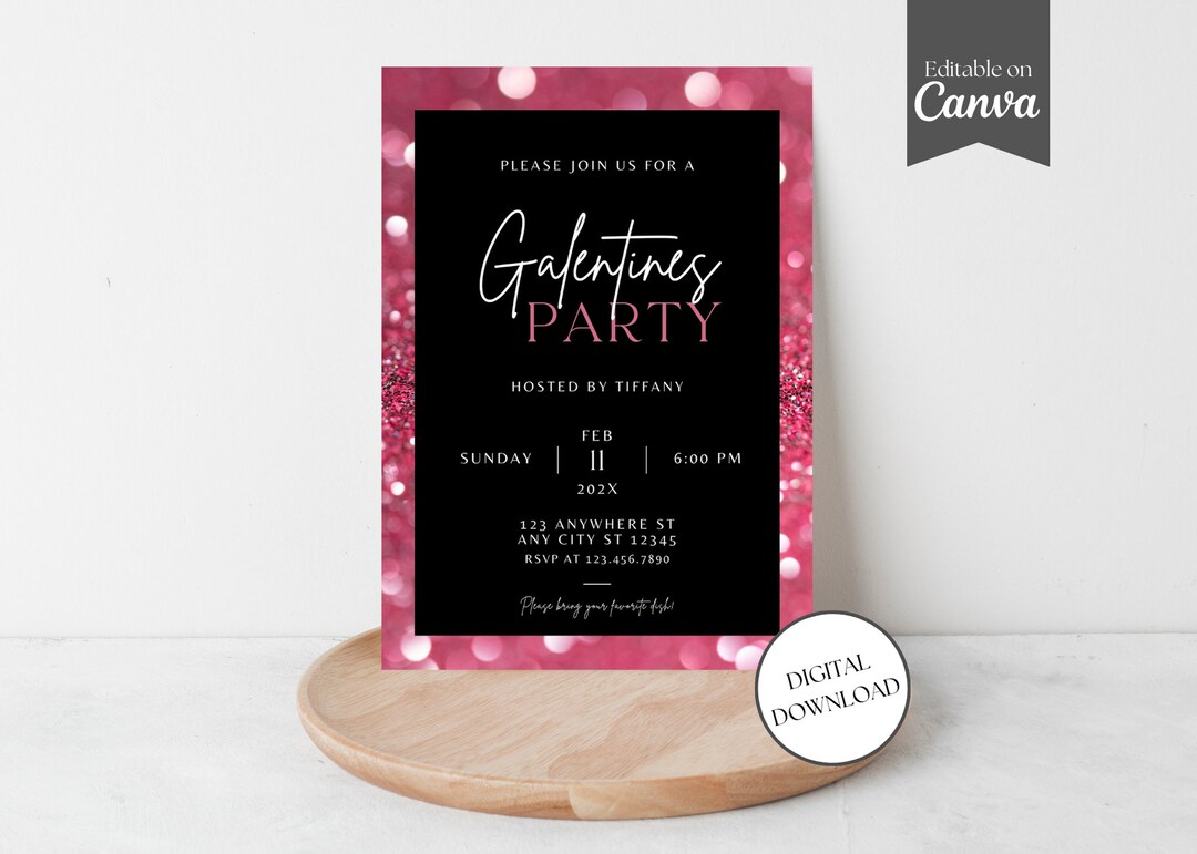 Galentines Day Invitation Card, Galentines Day Party Invite Card